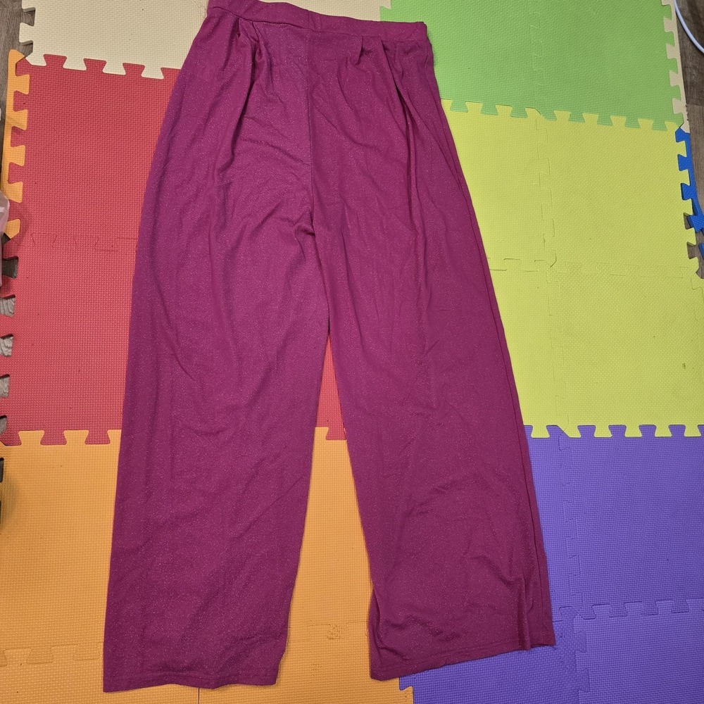 Sparkling Magenta Wide Leg Palazzo Pants Size XL Pink Glitter Metallic Party...‎